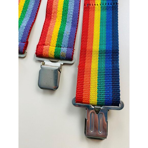Vintage Hyde Adult Rainbow Suspenders, 70s / 80s Rainbow Stripe Suspenders - Picture 7 of 8